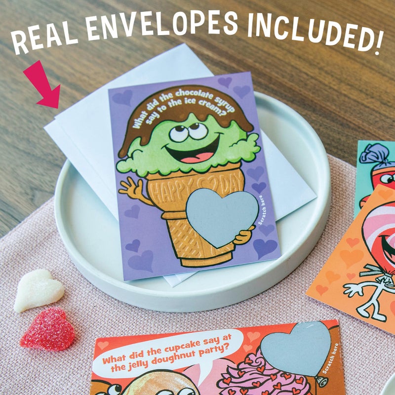 Peaceable Kingdom Valentines Cards for Kids Classroom, Set of 28 Valentines Day Gifts - Scratch off Jokes - Image 2